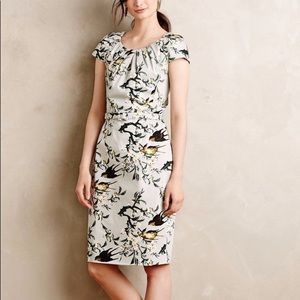 Anthropologie Peony Swallowtail Sheath Dress